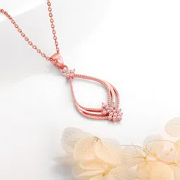 giva Sterling Silver Rose Gold Princess Pendant With Link Chain Womens and Girls Rhodium Zircon Sterling Silver Pendant-picture-26