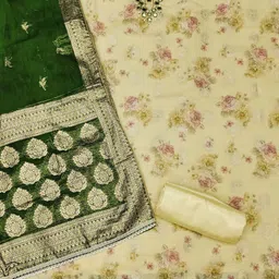 KALINI Embellished Unstitched Dress Material image 4