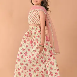 LilPicks Girls Printed Cotton & Net Ready to Wear Lehenga & Blouse With Dupatta image 5