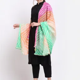 SOUNDARYA Printed Pure Cotton Leheriya Dupatta image 3