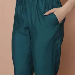 KALINI Floral Yoke Design Regular Sequinned Straight Kurta With Trousers & Dupatta image 3