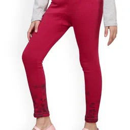 IndiWeaves Girls Pack Of 3 Bottom Printed Woolen Ankle Length Leggings image 3