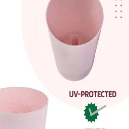 Kuber Industries Marble Titan Beige & Pink 6 Pieces Planters With Tray image 4