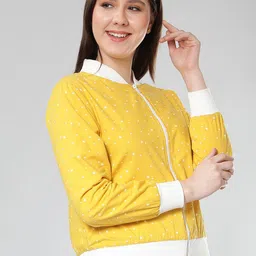 NUEVOSDAMAS Geometric Printed Mock Collar Cotton Bomber Jacket image 5