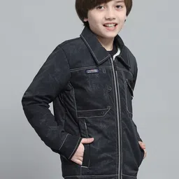 Monte Carlo Boys Spread Collar Solid Casual Lightweight Denim Jacket image 5