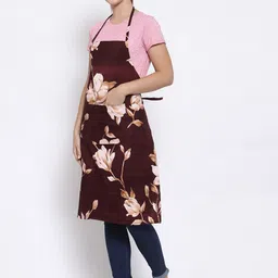 Arrabi Brown Floral Printed Apron image 3