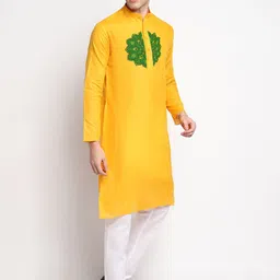 DEVOILER Ethnic Motifs Printed Band Collar Kurta With Trousers image 3