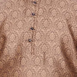 SG YUVRAJ Boys Brown & Off-White Self Design Kurta with Pyjamas image 5