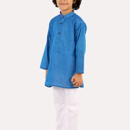 Superminis Boys Blue Regular Pure Cotton Kurta with Pyjamas image 5