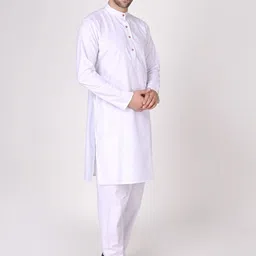 TAHVO Men cotton White Yoke Design with Pyjamas image 4