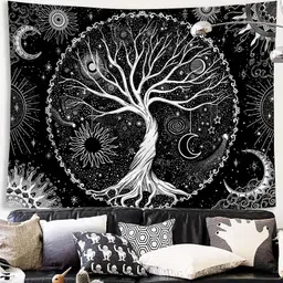 palay Tree of Life Tapestry Black and White Tapestry Galaxy Space Tapestry Aesthetic Space Tapestry Black Aesthetic Tapestry Wall Hanging for Bedroom (50×60 Tapestry-picture-26