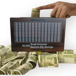 unnatitimes Wooden Money Saving Box | Cash Saver Money Box with Counting Target Coin Bank Coin Bank image 4