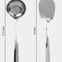 arscart Serving Tools Set of 3, 1 Karchi , 1 Solid Turner, 1 Skimmer Turner Kitchen Tool Set image 2