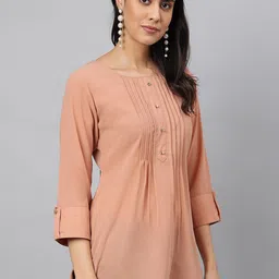 MEESAN Peach-Coloured Embellished Tunic image 2