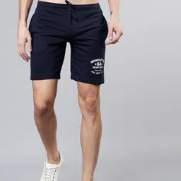 Solid Men Blue Sports Shorts-image-0
