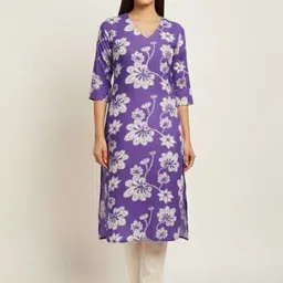 kairica Women Floral Print Cotton Blend Straight Kurta-picture-30