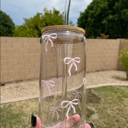 tiny treasure PINK BOW Glass Water/Juice Glass-picture-23