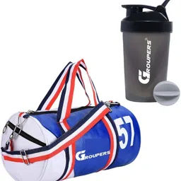 groupers 57 PU Leather Gym Duffle bag for men & women ll LIAS Sipper Bottle - Black White Fitness Accessory Kit Kit-picture-13