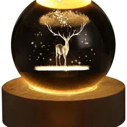 hardmet 3D Deer crystal Ball light Night Lamp image 2