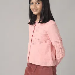 UNDER FOURTEEN ONLY Girls Mandarin Collar Cotton Shirt Style Top image 5