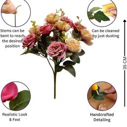 artsy Artificial Flowers for decoration peony rose flower bunch for vase Multicolor Rose Artificial Flower image 5