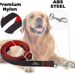 kuber industries Dog Chest Belt Harness With Adjustable Leash|Premium Demin Fabric|Red Dog Harness & Leash image 4