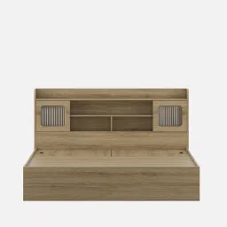 mintwud from pepperfry Vida King Size Bed in Santana Oak Finish with Lifton and Hydraulic Storage image 5