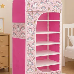 seshekhu 1 Door 6 Shelf Fabric Plastic PVC Collapsible Wardrobe image 1