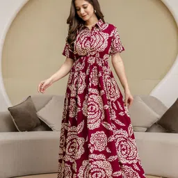 metronaut Women A-line Maroon Maxi/Full Length Dress image 3