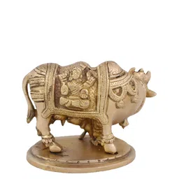 Arihant Craft Gold-Toned Brass Cow And Calf Small Idol Showpiece image 2