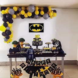 specialyou.in Special You Batman superhero theme birthday decorations for boys, black birthday banner/ black, yellow and grey balloon/ Batman poster- 64 items-picture-22