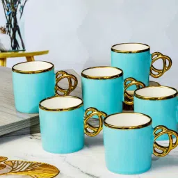 roxx Porcelain Coffee/Tea Gold Design Mug Set of 6pcs image 1