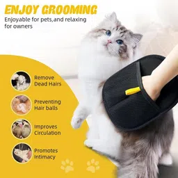 vavsu Static Pet Hair Removal Glove for Cats & Dogs | Reusable Grooming Mitt | Static-Enhanced Cleaning Brush for Clothes, Furniture, Carpet & Car Seats | Massage & De-Shedding Glove image 2
