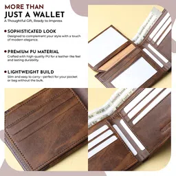 craftline Men Casual Brown Artificial Leather RFID Wallet image 3