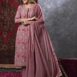 gosriki Women Cotton Rayon Kurta Pant Attached Dupatta Set-picture-18