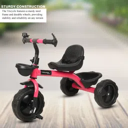 vyana sales Tricycle with Dual Storage Basket and Seatbelt 4 to 5 years BST01 PINK BASKET 3009 Tricycle image 5