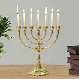 Candle Stand for Home Decor Antique Decorative Dinning Table Diya Church Brass 7 - Cup Candle Holder-image-32