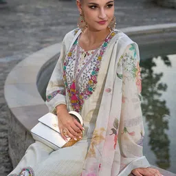 indo era Women Pure Cotton Kurta Pant Dupatta Set-picture-17