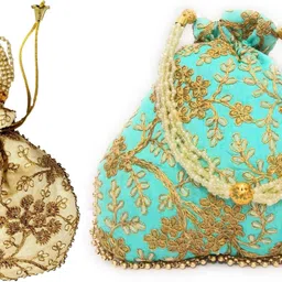 athizay Girls White, Gold, Gold Potli-picture-38