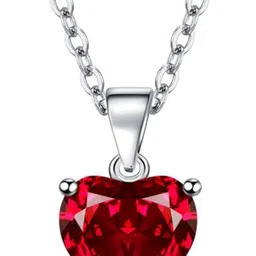 Zarkan 925 Hallmark Silver Marine Ruby Heart Pendant Rhodium Cubic Zirconia Sterling Silver Pendant-picture-18