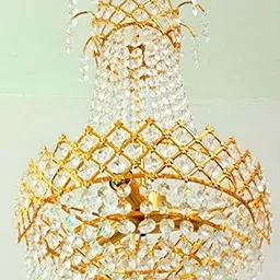 baslash Crystal Gold polish metal 300mm chandelier hanging ceiling pendant jhoomer Chandelier Ceiling Lamp image 2