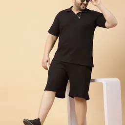 rigo Men Night Suit Set Black Solid image 1