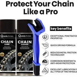 quickshines Bike Chain Maintenance Kit Bike Chain Care Kit (Cleaner + Lube + Brush) Chain Oil image 5