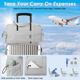 sannidhi 246.09 L Gym Duffel Bag - Waterproof Nylon Gym Bag with Shoe Compartment for Travel and Fitness - Grey image 5