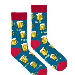 Dynamocks Unisex Blue & Yellow Beer Patterned Calf-Length Anti Bacterial Socks image 4
