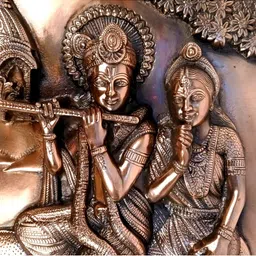 apka mart Bronze Radha Krishna Textured Metal Wall Hanging Decor image 4