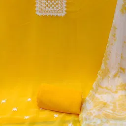 SHADOW & SAINING Embroidered Silk Georgette Unstitched Dress Material image 4