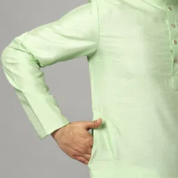 Uri and MacKenzie Men Green Embroidered Kurta with Churidar image 5