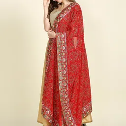 Dupatta Bazaar Women Paisley Embroidered Viscose Rayon Dupatta with Sequinned image 5