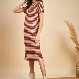 MINT STREET Striped A-Line Midi Dress image 3